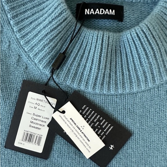 NAADAM Super Luxe Cashmere Mockneck Sweater Women’s Blue Size M - Picture 4 of 7